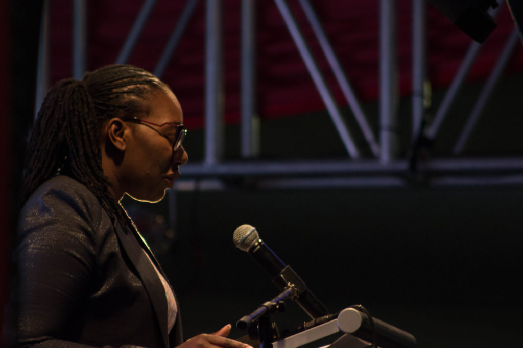 Deputy Minister of Tourism and Hospitality Industry, Ms Annatsacia Ndlovhu adressing delegates during a welcome dinner