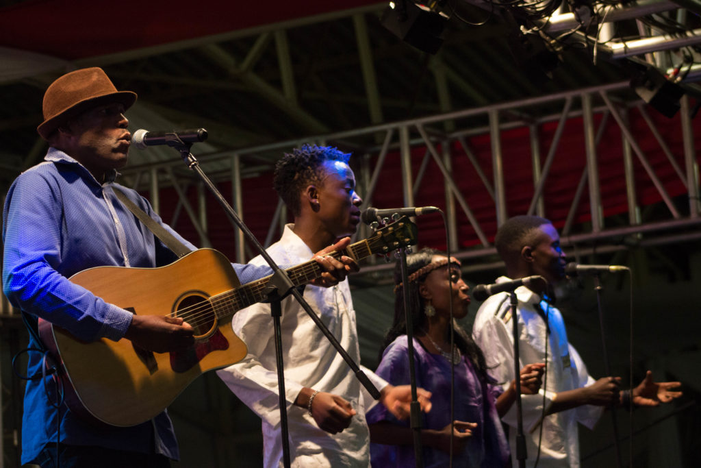 Jays Marabini and his band plays his songs to a cheering crowd